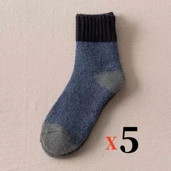 5 пар/лот Зимние теплые мужские женские носки Супертолстые шерстяные однотонные носки Мериносовая шерсть Сохраняют тепло Холодостойкие Снежные носки EU38-46 EU38-46