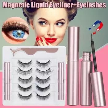 5 пар магнитной жидкой подводки для глаз с магнитными накладными ресницами, пинцета, легкий набор для наращивания ресниц, легко носить, быстросохнущая косметика set 3