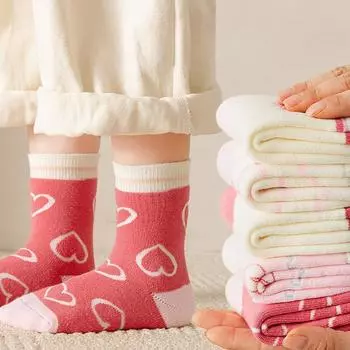 5 пар махровых носков для девочек Sweet Love, зимние детские теплые носки, эксклюзивная детская одежда, мягкая утолщенная ткань, 1-14 лет 1-4 year(10-14 cm)