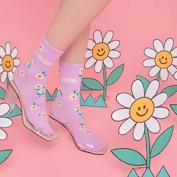 (5 пар) Модные носки Crush Daisy Crew N_EG15 23cm - 26cm