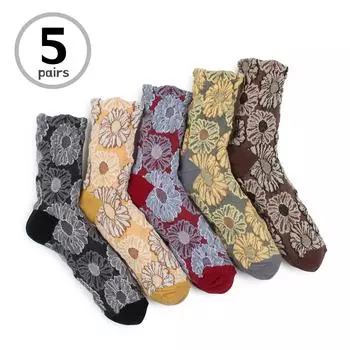 (5 пар) модных носков Dry Flower Crew N_IR15 22 - 25 cm