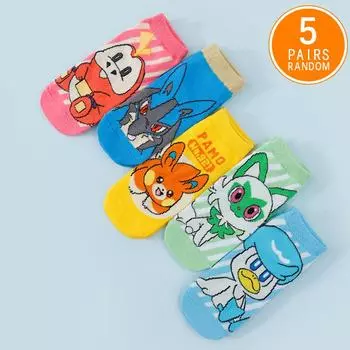 5 пар модных женских носков с мультяшным аниме Покемон, универсальные, мягкие и удобные One Size