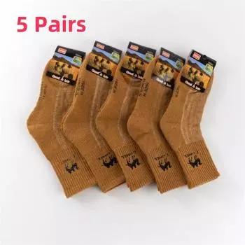 5 пар модных зимних носков для мужчин и женщин из северной утолщенной махровой верблюжьей шерсти коричневый