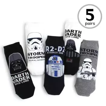 (5 пар) Мужские низкие носки с лицензионными персонажами Star Wars NI59