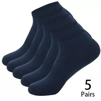 5 пар Мужские носки до щиколотки Хлопковые носки-лодочки Черные Однотонные Тонкие Дышащие Удобные Высококачественные Черные Белые Низкие Короткие носки EUR 39-44)
