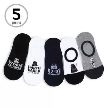 (5 пар) Мужские носки-невидимки с лицензионными персонажами Star Wars MO59 26cm - 28cm