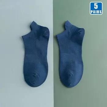 5 пар мужских хлопковых коротких носков до щиколотки, высококачественные дышащие летние женские компрессионные повседневные мягкие однотонные носки для мужчин EUR 34-39(US 4-9)