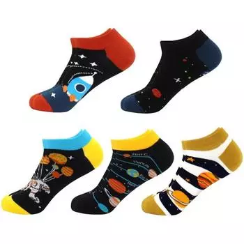 5 пар мужских и женских носков геометрического цвета, повседневные носки-лодочки, клетчатые полосатые носки EU 40-45