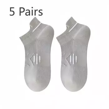 5 пар мужских носков-лодочек из чистого хлопка на весну и осень для бега и спорта 5 Pairs серый