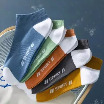 5 пар мужских носков-лодочек с буквами, модные вертикальные полосатые носки с круглым вырезом, дышащие, впитывающие пот, удобные повседневные носки One Size