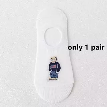 5 пар мужских носков унисекс, летние дизайнерские носки с рисунком медведя из мультфильма, хлопковые носки-лодочки, легкие, удобные, впитывающие пот, невидимые носки free size