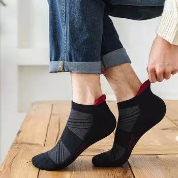 5 пар мужских осенне-зимних носков из чистого хлопка с толстыми полотенчиками, впитывающих пот, с низким подъемом и короткими ушами 5 Pairs