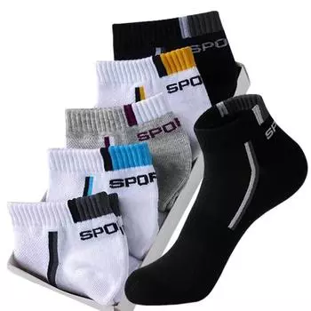 5 пар мужских сетчатых носков, хлопковые дышащие спортивные носки до щиколотки, повседневные спортивные летние тонкие короткие короткие Sokken, высокое качество, большие размеры 38-48 EUR38-43 разноцветный