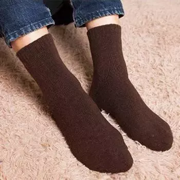 5 пар мужских шерстяных носков, зимние теплые повседневные толстые мужские простые однотонные мужские носки высокого качества 5Pairs коричневый