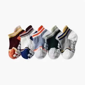 5 пар/набор Милые детские носки с приклеенной нескользящей подошвой, низкие носки для младенцев, цветные носки для детей, для девочек и мальчиков S(0-1Y)