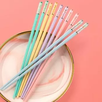 5 пар/набор японских палочек для еды, термостойкие устойчивые к царапинам узоры вишневого цвета, безопасные палочки для еды из стекловолокна, столовые приборы для ежедневного использования разноцветный