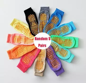 5 пар/набор женских нескользящих хлопковых носков женские детские летние забавные батутные носки для йоги противоскользящие короткие носки до щиколотки One Size