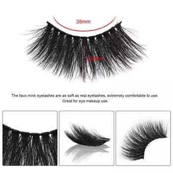 5 пар накладных ресниц 3D 20 мм искусственные норковые ресницы ручной работы роскошный объем пушистые натуральные накладные D16 чёрный