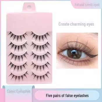 5 пар накладных ресниц Comic Eye: Fairy Hair, натуральные черные ресницы на стебельках для ежедневного ношения.