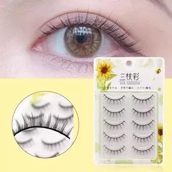 5 пар накладных ресниц, простые в использовании натуральные волокна, перекрестные ресницы для макияжа, ресницы для невесты чёрный