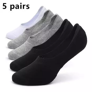 5 пар невидимых носков для мужчин, носки с силиконовой противоскользящей подошвой, носки-лодочки, легкие, дышащие, повседневные носки для лета