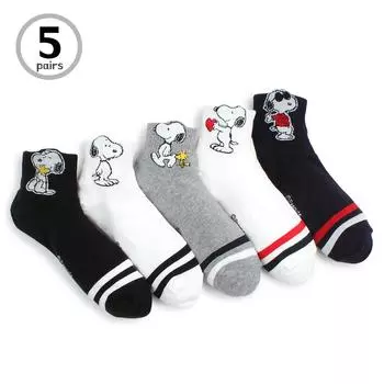 (5 пар) носки по лицензии Snoopy, повседневные носки с изображением арахиса, фильмов для женщин, детей, мальчиков и девочек, HN15