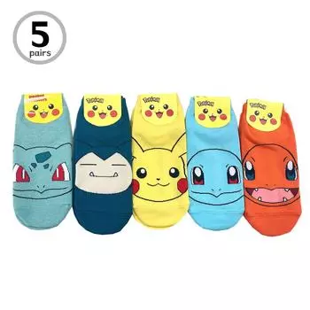 (5 пар) носки Poketmon Pikachu Squirtle Charmander Psyduck Low Cut Socks BQ59 23cm-26cm
