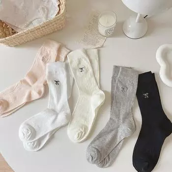 5 пар носков-бантов, весна-лето, женские ультратонкие дышащие носки средней длины, однотонные японские белые чулки с туфлями Мэри Джейн One size