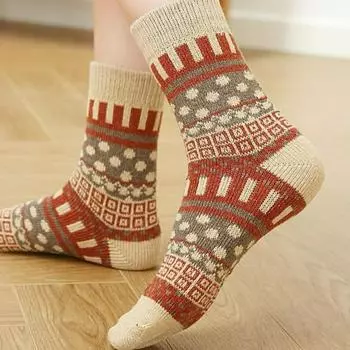 5 пар носков длиной до середины икры, теплые утолщенные вязаные носки, женские носки для зимнего туризма в стиле Харадзюку Style H