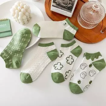 5 пар носков до щиколотки с плюшевым мишкой, удобные милые короткие носки, женские чулки и чулочно-носочные изделия 5pair