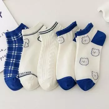 5 пар носков до щиколотки, удобные милые короткие носки, женские чулки и чулочно-носочные изделия 5 pairs