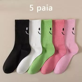 5 пар носков до середины икры в модном милом студенческом стиле