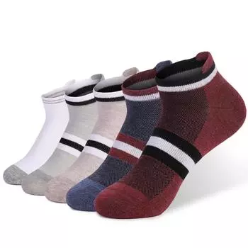 5 пар носков из чистого хлопка, мужские носки для спорта и отдыха на весну и лето, впитывающие пот, дезодорирующие и дышащие носки для бега One Size