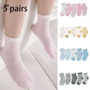 5 пар носков из хлопка с рисунком для новорожденных, мальчиков и девочек, мягкие детские носки с рисунком на весну и лето для мальчиков и девочек S розовый