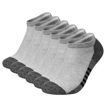 5 пар носков, пользующихся спросом за рубежом. Мужские короткие носки. Хлопковые спортивные носки с дезодорирующим эффектом, впитывающие пот. Низкие носки с неглубоким вырезом. Короткие всесезонные носки. one size fits all серый