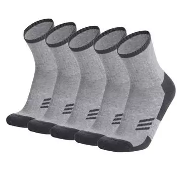 5 пар носков, пользующихся спросом за рубежом. Мужские носки средней длины, впитывающие пот и дезодорирующие. Спортивные носки с низким верхом и небольшим горлом, всесезонные мужские носки. one size fits all серый