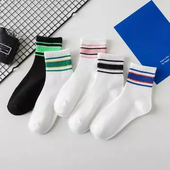 5 пар носков с милым принтом Expression, удобные, забавные, универсальные, средней длины, женские носки