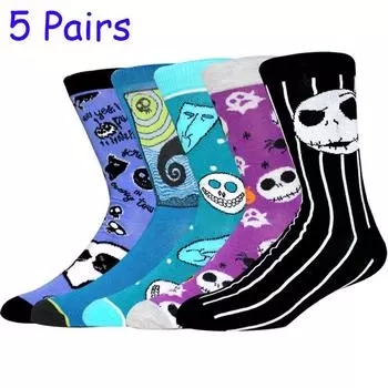 5 пар новых мужских носков, длинные носки в стиле аниме, носки для косплея на Хэллоуин, забавные носки в стиле хип-хоп в стиле Харадзюку для женщин Size 35-44