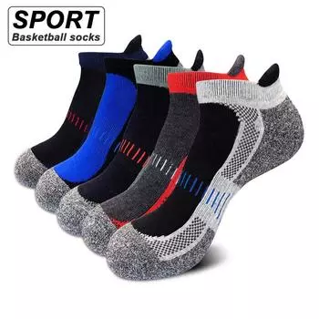 5 пар новых мужских носков, толстые спортивные хлопчатобумажные носки на осень-зиму, мужские уличные баскетбольные носки высокого качества разноцветный