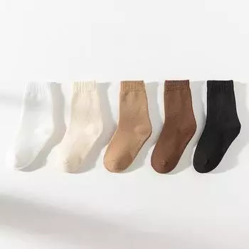 5 пар новых однотонных гольфов для маленьких мальчиков и девочек, зимние носки для школьной формы, хлопковые дышащие мягкие детские носки L