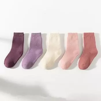 5 пар новых однотонных гольфов для маленьких мальчиков и девочек, зимние носки для школьной формы, хлопковые дышащие мягкие детские носки L