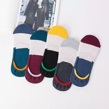 5 пар новых поступлений, мужские носки, полосатые носки-лодочки, весна, лето, осень, повседневные, нескользящие, силиконовые, хлопковые, дышащие, невидимые носки Size Suit For 35-42