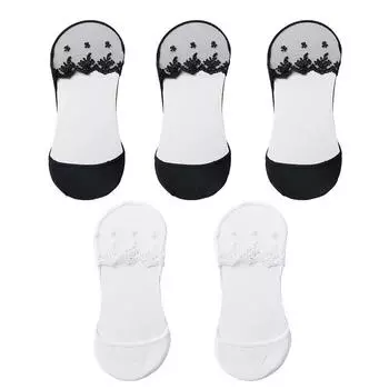 5 пар новых прозрачных коротких кружевных носков женские сексуальные летние сетчатые прозрачные милые носки-подследники невидимые нескользящие белые носки-тапочки 5 pairs