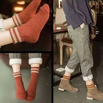5 пар новых женских кашемировых шерстяных толстых теплых носков зимнего модного полосатого дизайна. Доставка в течение 15 дней.