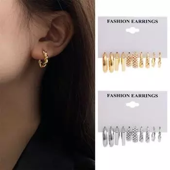 5 пар обручей для женщин, модные серьги с массивным жемчугом, витые массивные серьги, гипоаллергенные обручи золотистый