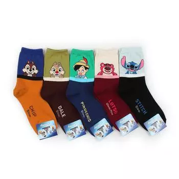 (5 пар)Официально лицензированные носки с персонажами Disney Микки Маус Пух VA711 M