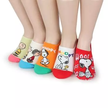 (5 пар)Официально лицензированные носки Snoopy Peanuts DE15 M