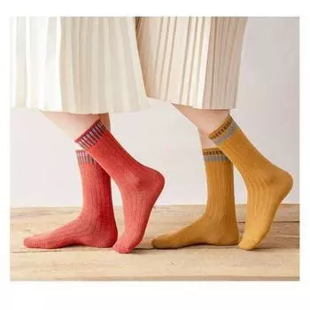 5 пар осенне-зимних женских носков однотонных средних размеров, толстые теплые эластичные противоскользящие полосатые женские носки с эффектом впитывания пота чёрный