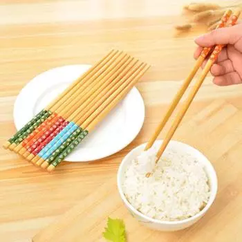 5 пар палочек для еды, экологически чистые, удобные, легкие, в японском стиле, деревянные палочки для еды с цветочной лапшой зелёный