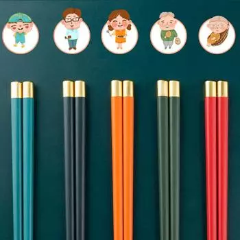 5 пар палочек для еды из нержавеющей стали, длинные палочки для еды для дома, нескользящие китайские палочки для еды, столовая посуда, кухонные принадлежности, столовая посуда зелёный